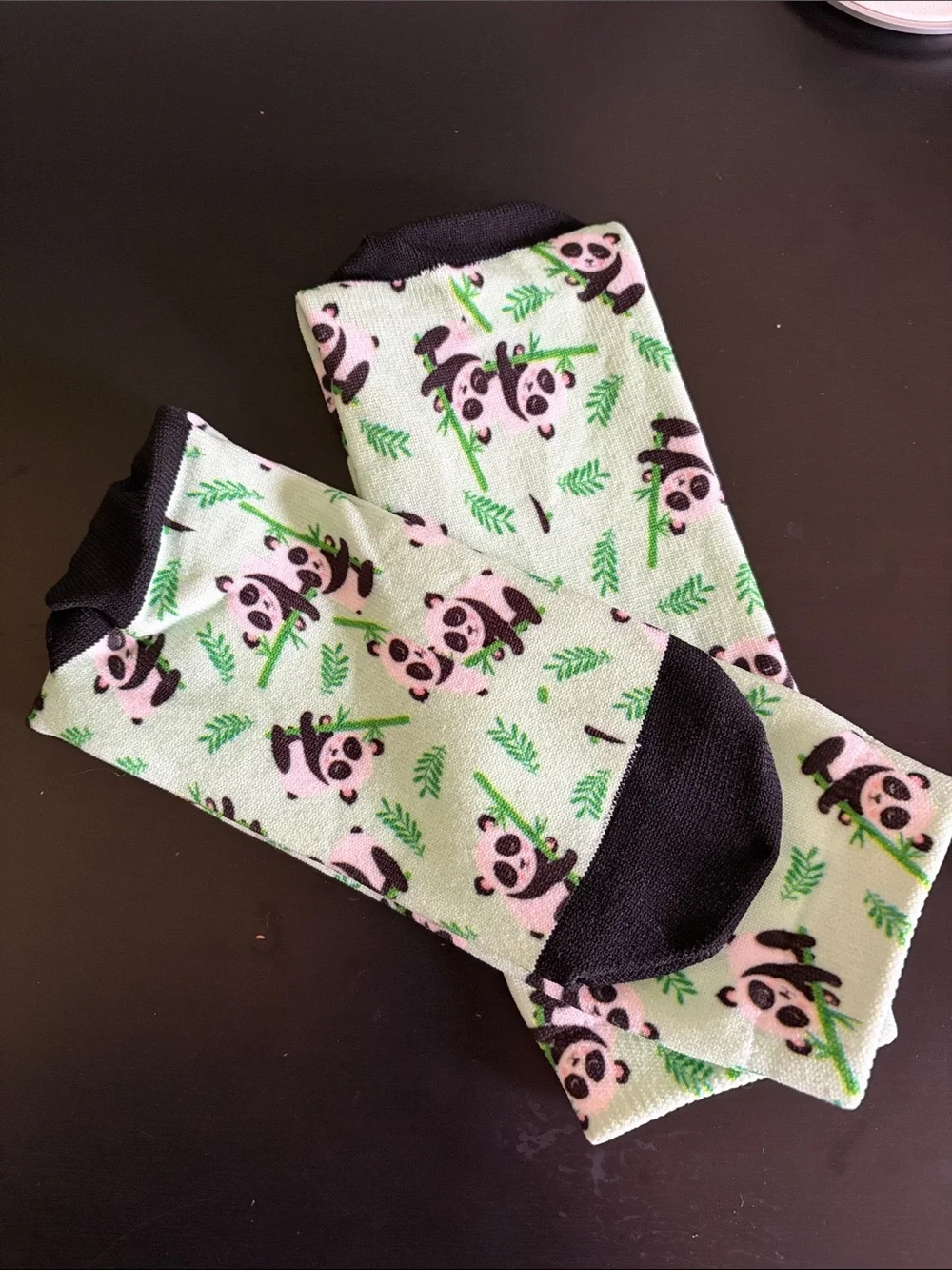 Anthology Panda Print Green Crew Socks
